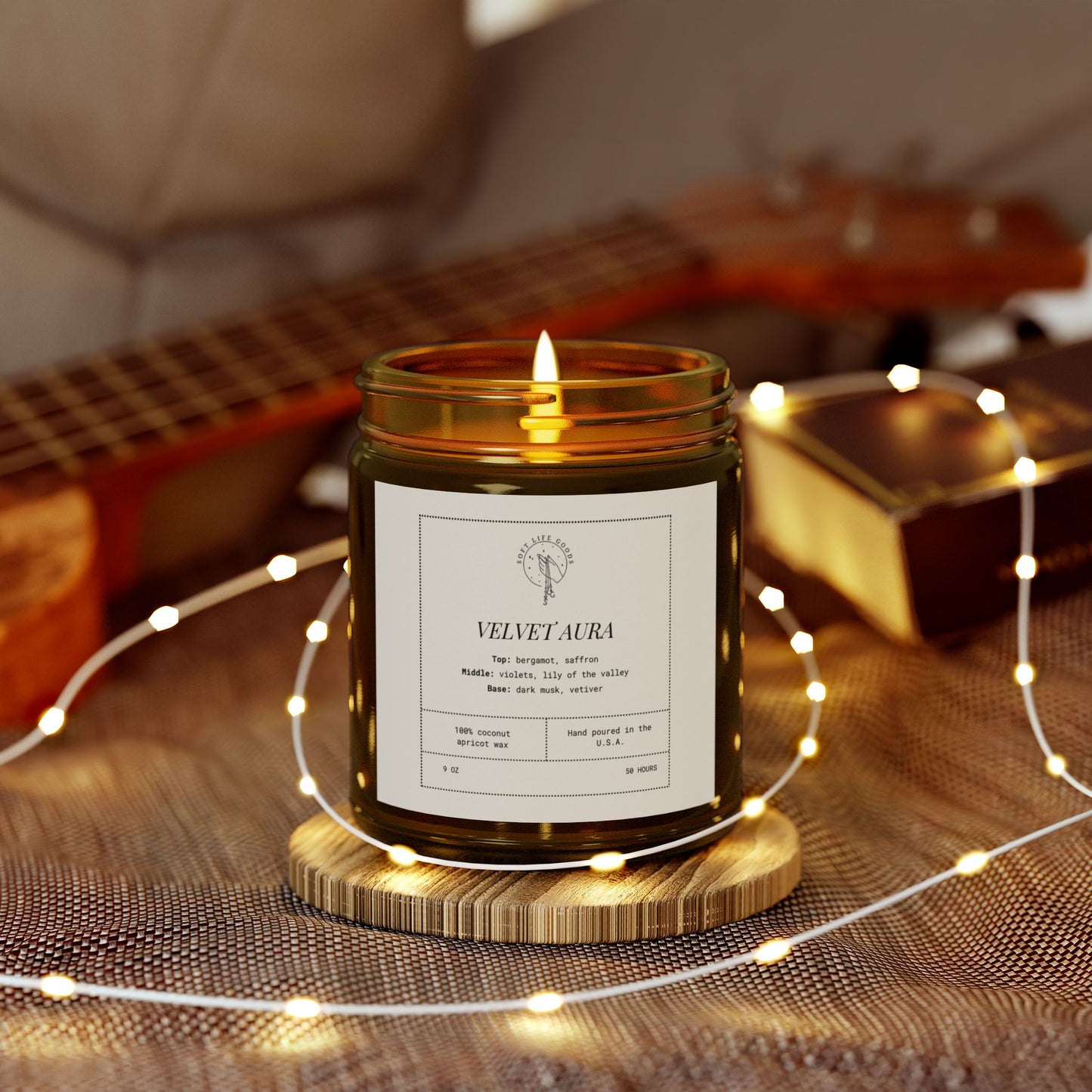 Velvet Aura Candle – Coconut Apricot Wax, Soft Mood Scent, Everyday Ritual