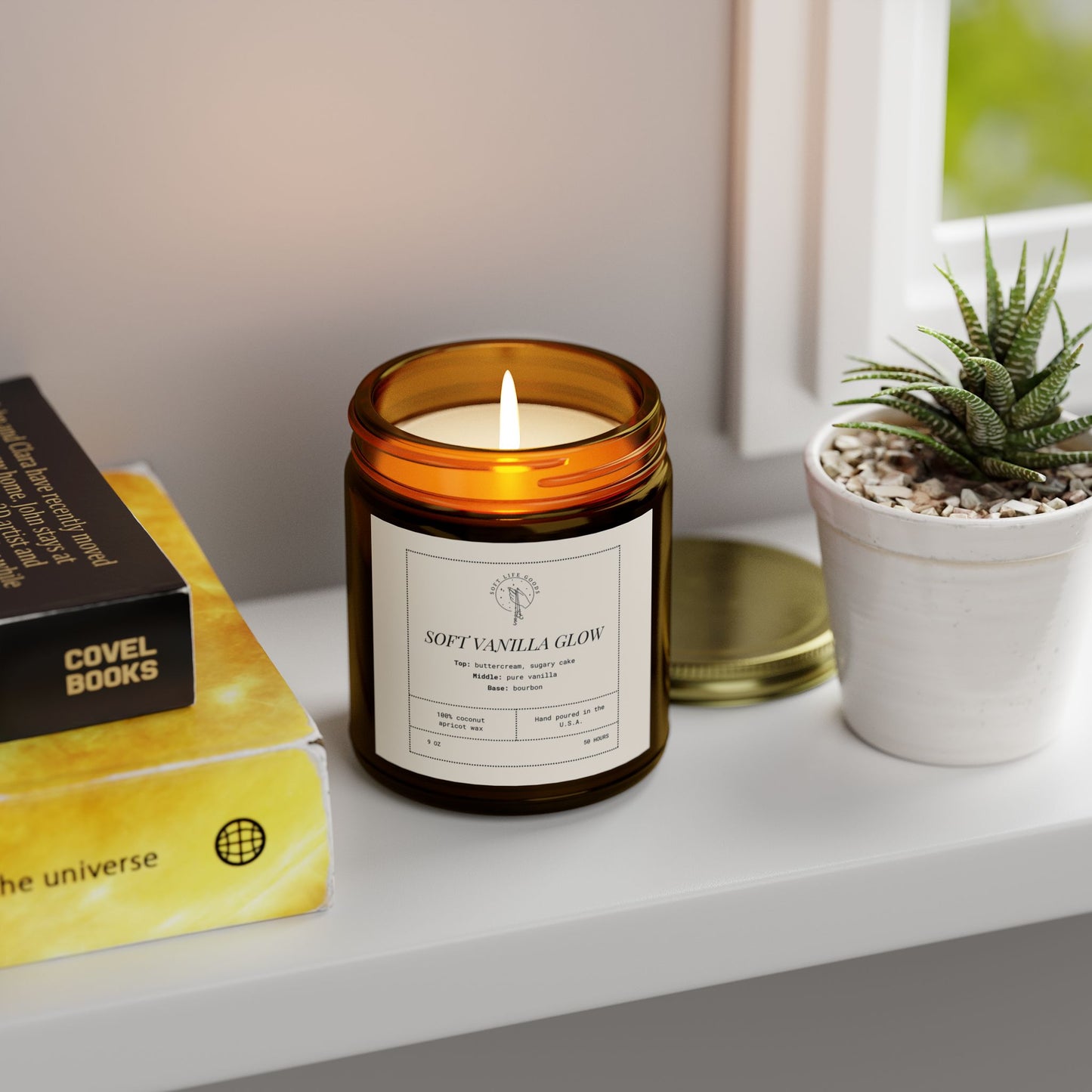 Soft Vanilla Glow Candle – Coconut Apricot Wax, Soft Mood Scent, Everyday Ritual