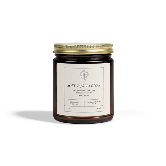 Soft Vanilla Glow Candle – Coconut Apricot Wax, Soft Mood Scent, Everyday Ritual