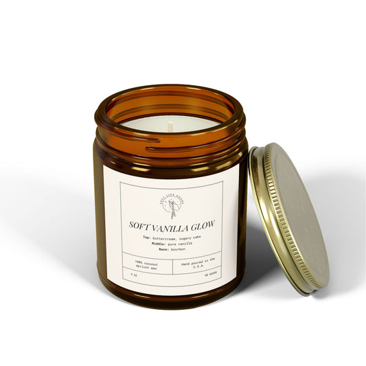 Soft Vanilla Glow Candle – Coconut Apricot Wax, Soft Mood Scent, Everyday Ritual